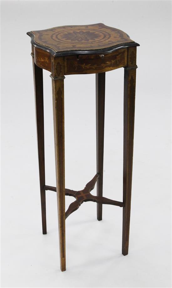 A 19th century satinwood and mahogany urn stand, W.1ft